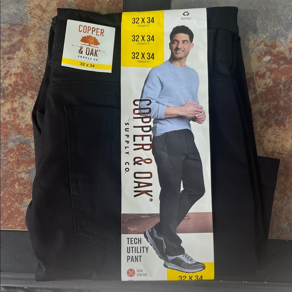 Copper & Oak Men's Black Straight Jeans 32 x 34 NWT